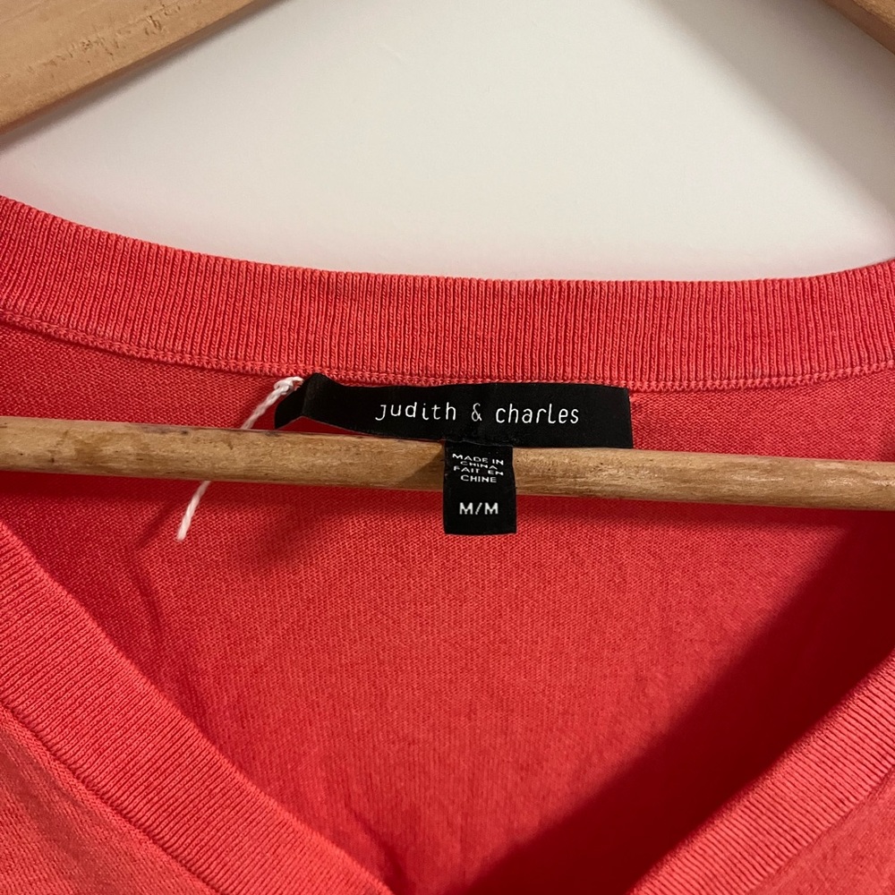 Judith & Charles Coral V-Neck silk and cotton sweater